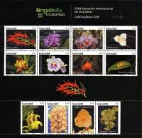 (№2009-2570) Лист марок Колумбия 2009 год "Орхидеи из Колумбии", Гашеный
