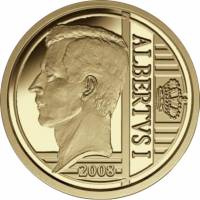 (03) Монета Бельгия 2008 год 12,5 евро "Альберт I"  Золото Au 999  PROOF