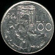 () Монета Сан-Марино 1994 год 100  ""   Никель  UNC