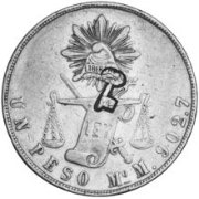 () Монета Куба 1872 год 1 песо ""  Биметалл (Серебро - Ниобиум)  UNC