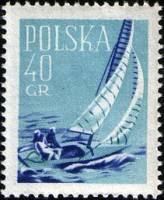 (1959-001) Марка Польша "Парусный спорт"   Спортивные дисциплины II O