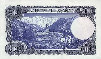  Банкнота Испания 1971 год 500     UNC