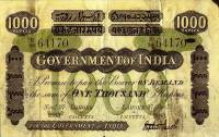 (№1883P-A19f) Банкнота Индия 1883 год "1,000 Rupees" (Подписи: Jacob)