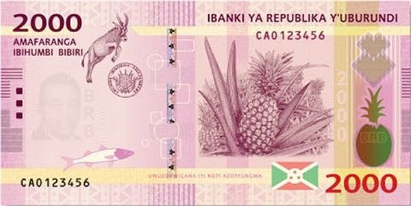 2015 Банкнота Бурунди 2015 год 2&nbsp;000 франков Карта   UNC
