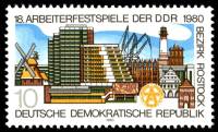 (1980-039) Марка Германия (ГДР) "Новостртойки, Росток"    Фестиваль труда III Θ