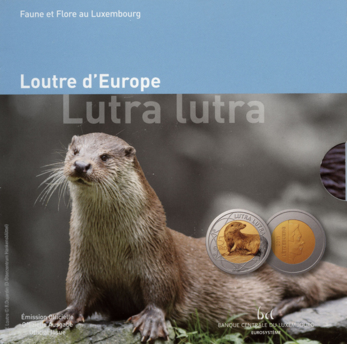 (2011) Монета Люксембург 2011 год 5 евро &quot;Выдра&quot;  Биметалл  Буклет