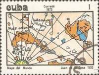(1973-087) Марка Куба "Карта мира"    Карты Кубы III O