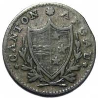 (№1807km8.1 (aargau)) Монета Швейцария 1807 год frac12; Batzen