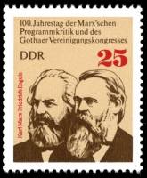 (1975-045) Марка Германия (ГДР) "Маркс и Энгельс"    Готский конгресс 100 лет III O