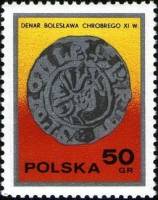 (1977-044) Марка Польша "Болеслава Храброго (11 век)"    День почтовой марки. Польская чеканка III Θ