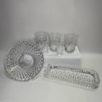 Набор хрустальной посуды селедочница салатник стаканы рюмки СССР на 3 персоны 