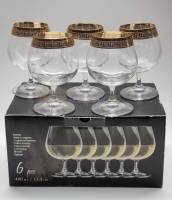 Бокалы для бренди Klara 5 шт Богемия Чехия хрусталь позолота 