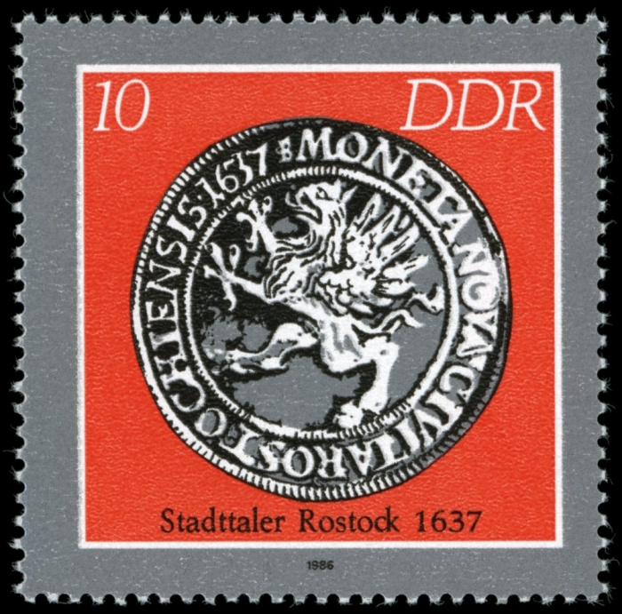 (1986-056) Марка Германия (ГДР) &quot;Росток (1637)&quot;    Старинные монеты II Θ