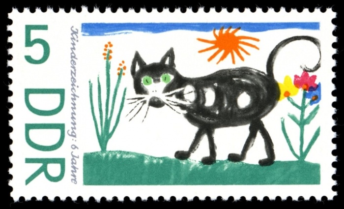 (1967-036) Марка Германия (ГДР) &quot;Кот&quot;    День защиты детей III O