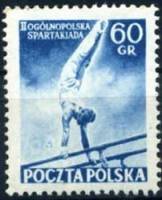 (1954-029) Марка Польша "Гимнастика"   2 Всепольская спартакиада №1 II Θ