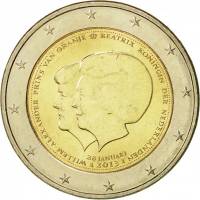 (005) Монета Нидерланды 2013 год 2 евро "Передача трона Виллему"  Биметалл  UNC