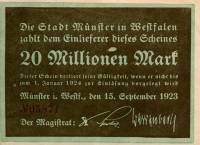 (№1923) Банкнота Германия 1923 год "20,000,000 Mark"
