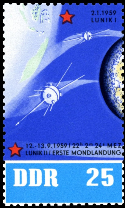 (1962-067) Марка Германия (ГДР) &quot;Луна-1&quot;    Космические полеты III O