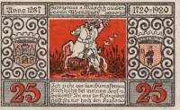 (№1920) Банкнота Германия 1920 год "25 Pfennig"