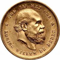 () Монета Нидерланды (Голландия) 1876 год 10  ""   Биметалл (Платина - Золото)  UNC