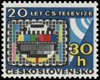 1973-023  Марка Чехословакия Телевидение   50 лет вещания, 20 лет телевидения, 20 лет телефонной свя