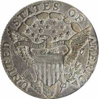 (1798, 16 звёзд) Монета США 1798 год 10 центов  2. Геральдический орёл Серебро Ag 892  VF
