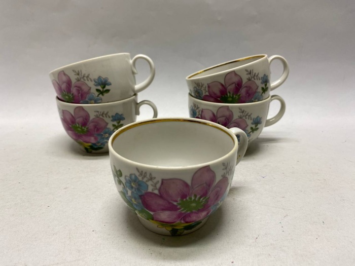 Чайные чашки, Красный фарфорист 5 шт