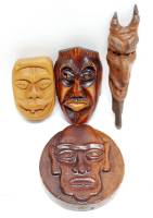 Панно настенные "Лица", 4 шт., дерево (сост. на фото)