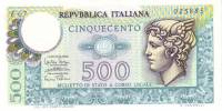 (№1974P-94a.1) Банкнота Италия 1974 год "500 Lire" (Подписи: Miconi-Nardi-Fabiano)