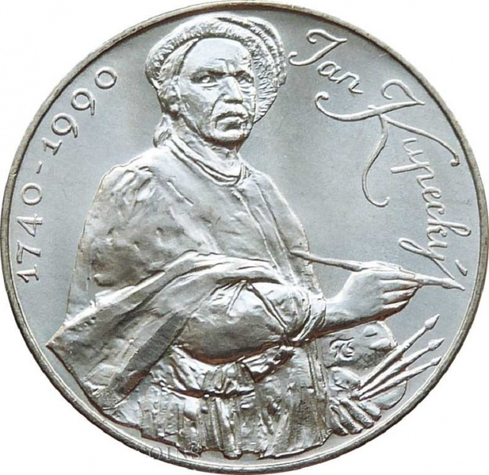 (1990) Монета Чехословакия 1990 год 100 крон &quot;Ян Купецкий. 250 лет со дня смерти&quot;  Серебро Ag 500  U