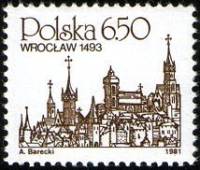 (1981-012) Марка Польша "Вроцлав"    Стандартный выпуск. Городские достопримечательности III Θ