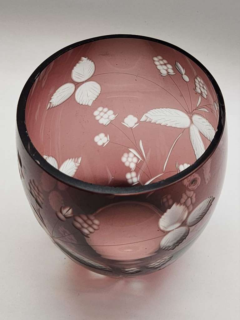 Ваза цветное стекло алмазная резка СССР