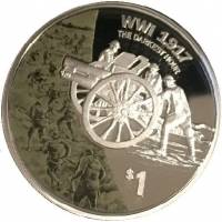 (№2016) Монета Новая Зеландия 2016 год 1 Dollar (Мессинеш 1917-Ридж в Бельгии)