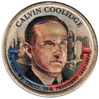 30p Монета США 2014 год 1 доллар Калвин Кулидж  Вариант №2 Латунь  COLOR. Цветная