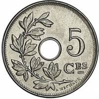 (№1910km66) Монета Бельгия 1910 год 5 Centimes (Французская легенда - з/о звезда)
