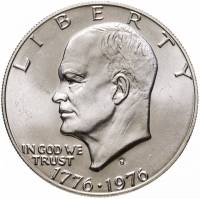 (1976s, Ag) Монета США 1976 год 1 доллар   Эйзенхауэр. Колокол Свободы Серебро Ag 400  UNC