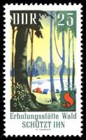 (1969-033) Марка Германия (ГДР) "Озеро"    Защита лесов II Θ