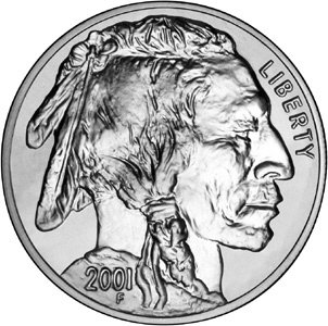 (2001d) Монета США 2001 год 1 доллар   Коренные жители Америки. Бизон. Индеец Серебро Ag 900  UNC
