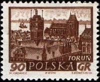 (1961-012) Марка Польша "Торунь" , II Θ