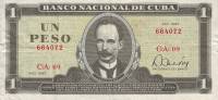 (,) Банкнота Куба 1982 год 1 песо "Хосе Марти"   UNC