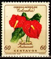 (№1962-916) Марка из набора Колумбия 1962 год "Антуриум andreanum", Гашеная