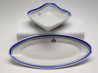 Селедочница блюдо овальное и Салатник ВМФ фарфор Дулево СССР винтаж есть сколы