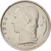 (№1950km143.1) Монета Бельгия 1950 год 1 Franc (Фламандские легенды - выравнивание монета)