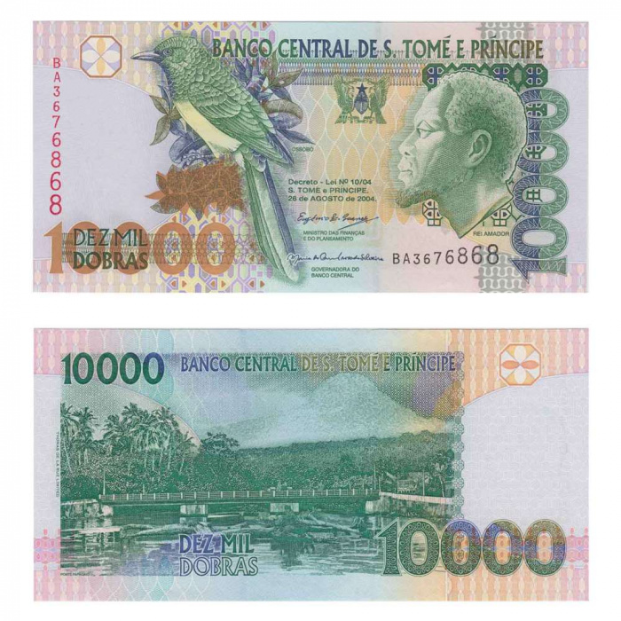 () Банкнота Сан-Томе и Принсипи 2004 год 10 000  &quot;&quot;   UNC