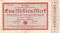 (№1923P-S1172) Банкнота Германия 1923 год "1,000,000 Mark"