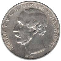 Монета Пруссия (Герцогство Ганновер) 1 талер 1857 год B "Георг V - Кайзер Ганновера", XF
