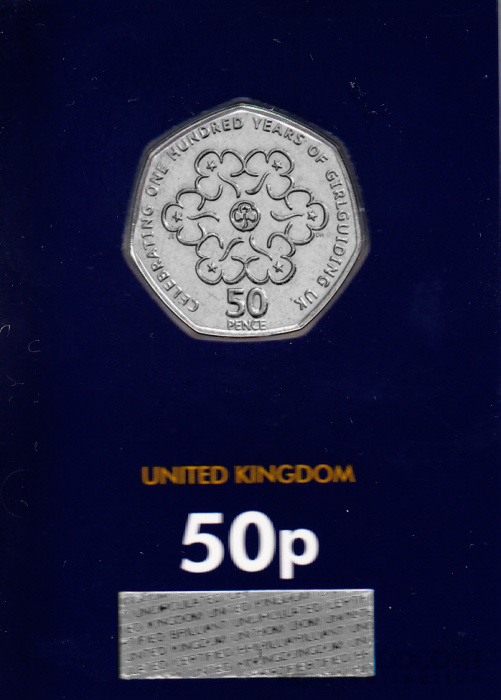 (2019) Монета Великобритания 2019 год 50 пенсов &quot;Скаутское движение девочек&quot;  Медь-Никель  Буклет