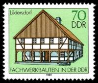 (1981-063) Марка Германия (ГДР) "Фермерский дом, Людерсдорф"    Деревянные дома II Θ