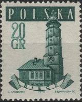 (1958-002.1) Марка Польша "Беч (перф. греб. 12½:12¾)"   Старые ратуши (Стандартный выпуск) I Θ