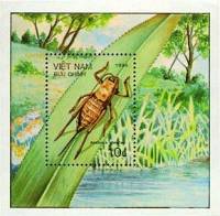 (1987-035) Блок марок  Вьетнам "Мормонский сверчок"    Насекомые III Θ
